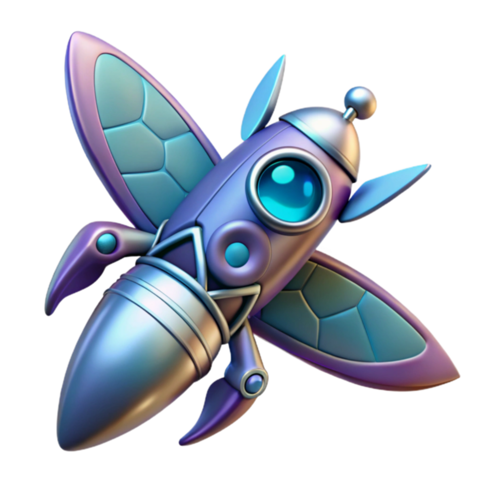 Cosmic Bee Rocket 3D Render of a Futuristic Insect Spaceship png