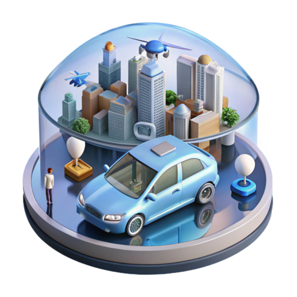 Smart City Transportation Autonomous Vehicle Drone Integration png