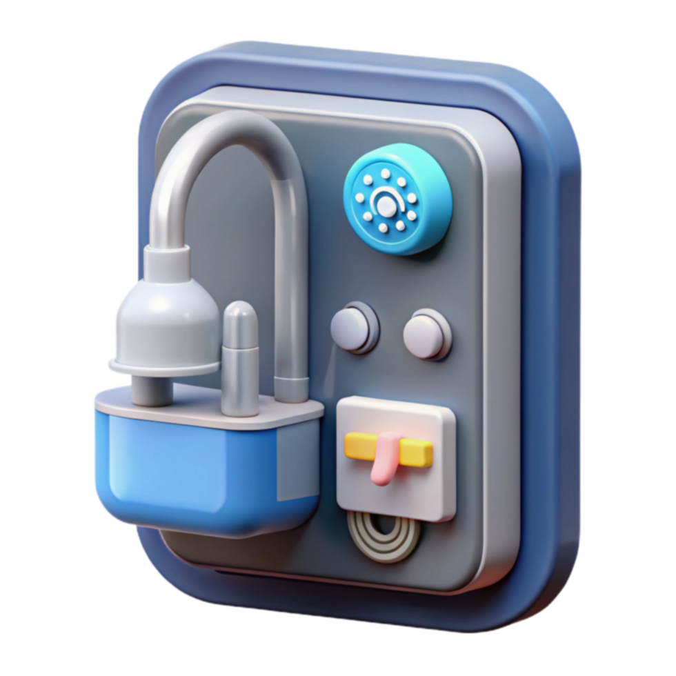 Smart Home Water System Control Panel 3D Render png