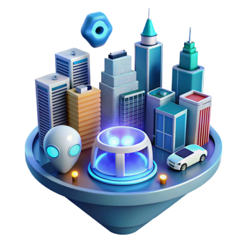 Future Cityscape Smart Urban Design, Autonomous Vehicles, and Advanced Technology png