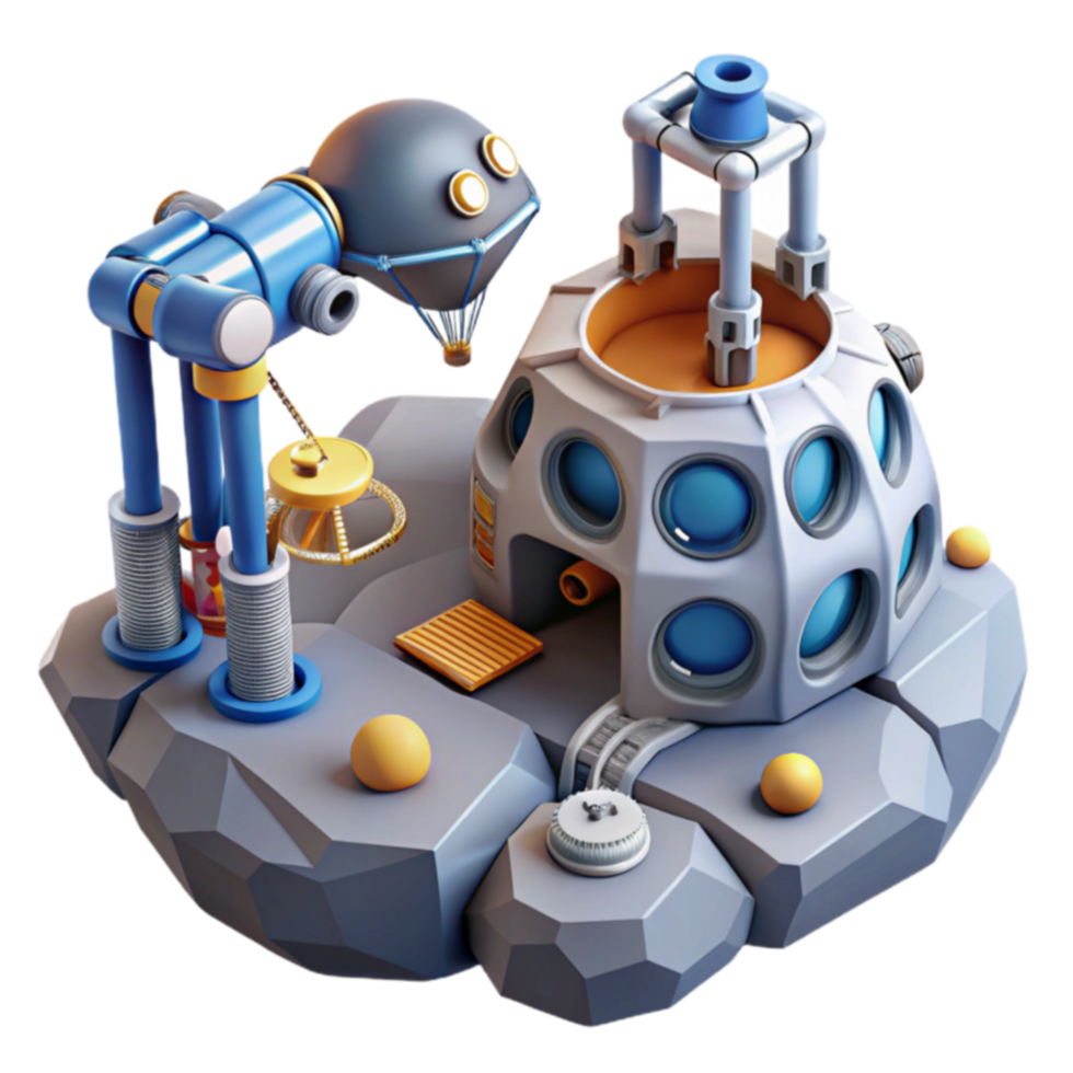 Futuristic Lunar Base Robotic Crane Habitat png