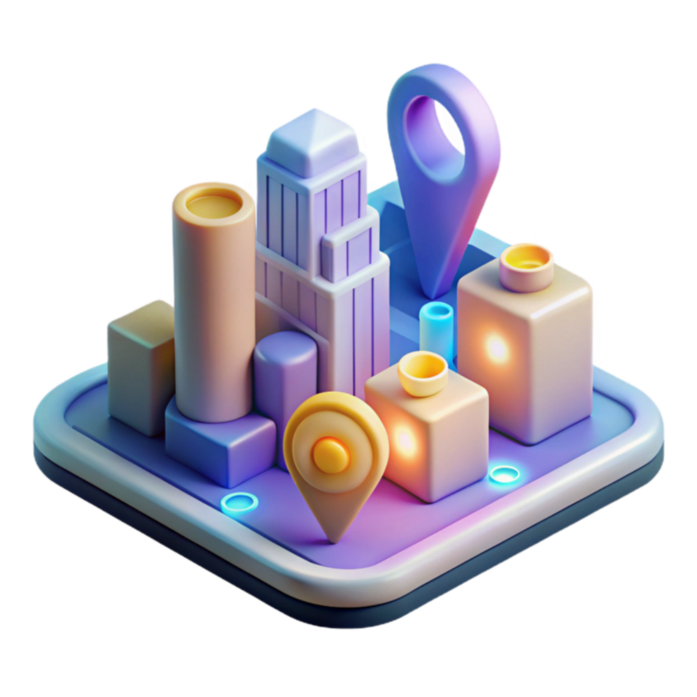 Urban Location Navigation 3D City Map Interface png