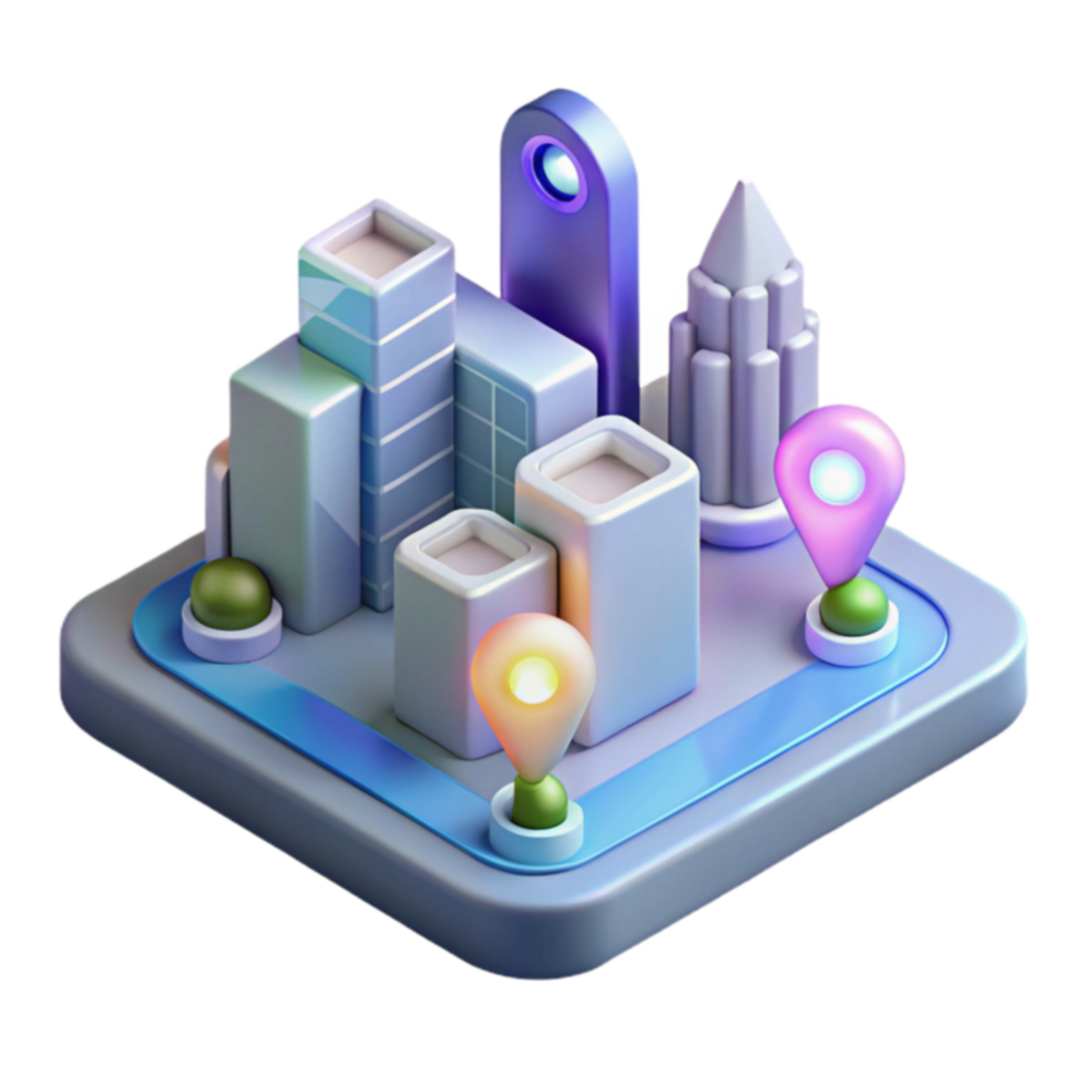 3D City Navigation Location Mapping Urban Exploration png