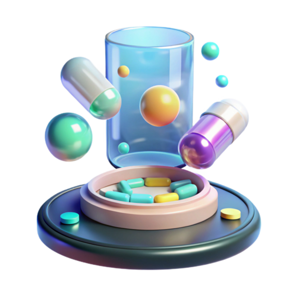 Colorful Capsules and Pills in Dispenser png