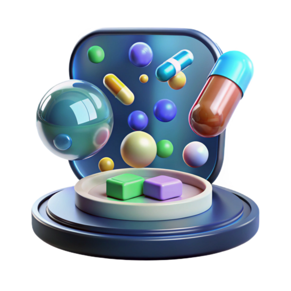 Colorful Capsules Spheres 3D Pharmaceutical Abstract png