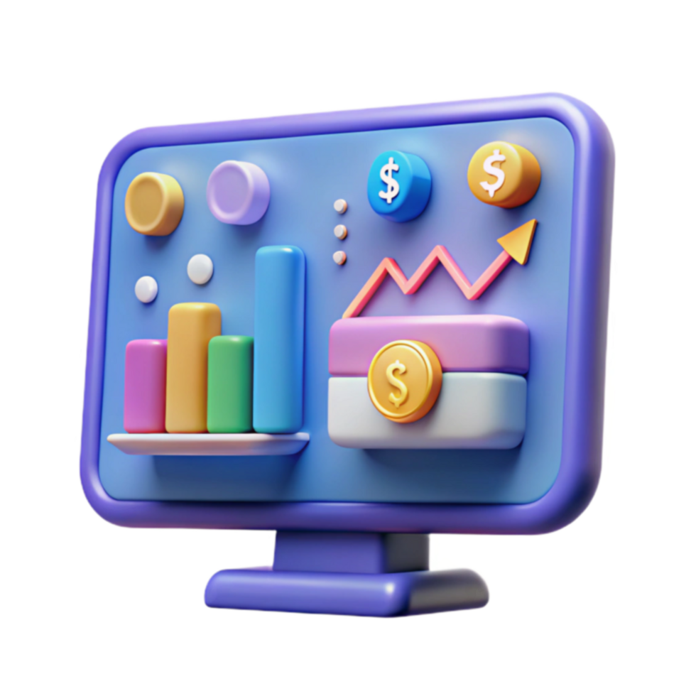 Financial Data Visualization Monitor Growth Charts Metrics png