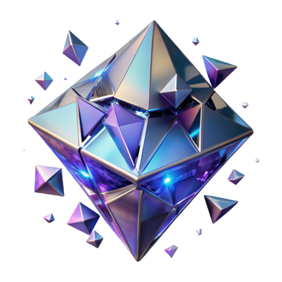 Iridescent Gemstone Cluster Abstract 3D Render png