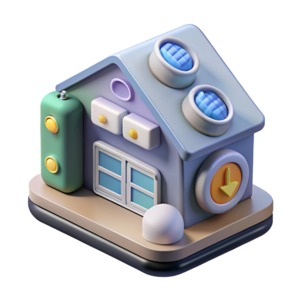 Smart Home Energy Efficiency 3D Model Visualization png