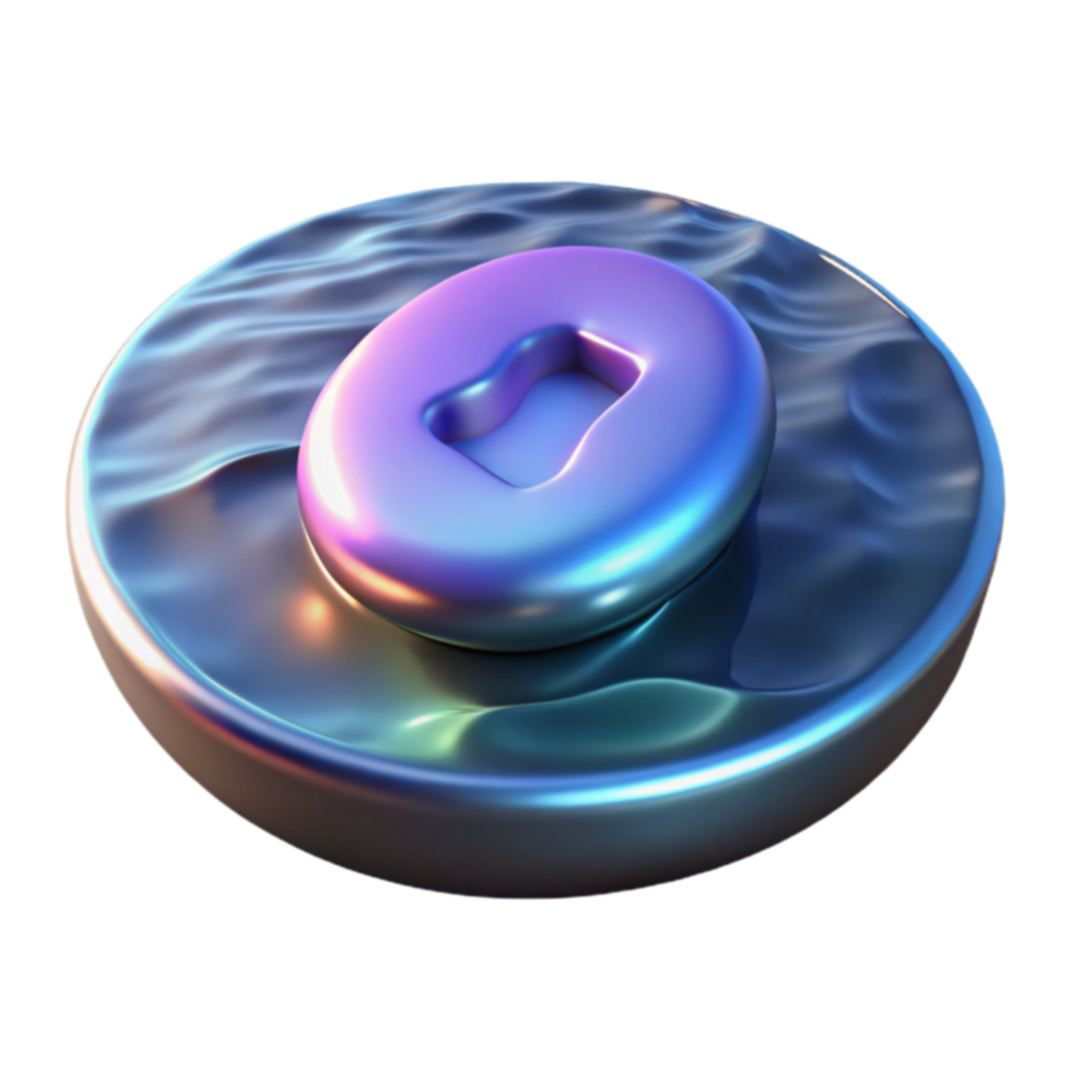 Iridescent Orb with Cutout Abstract 3D Render png