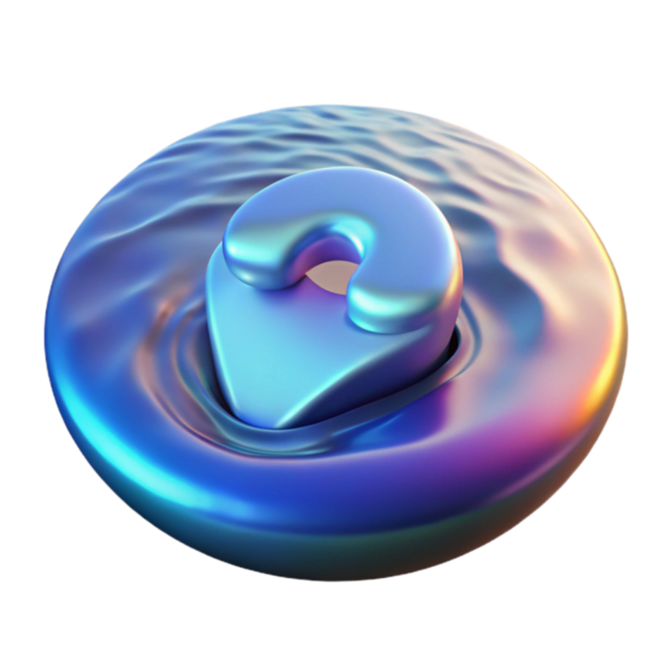 Abstract 3D Render Iridescent Location Pin in Liquid png