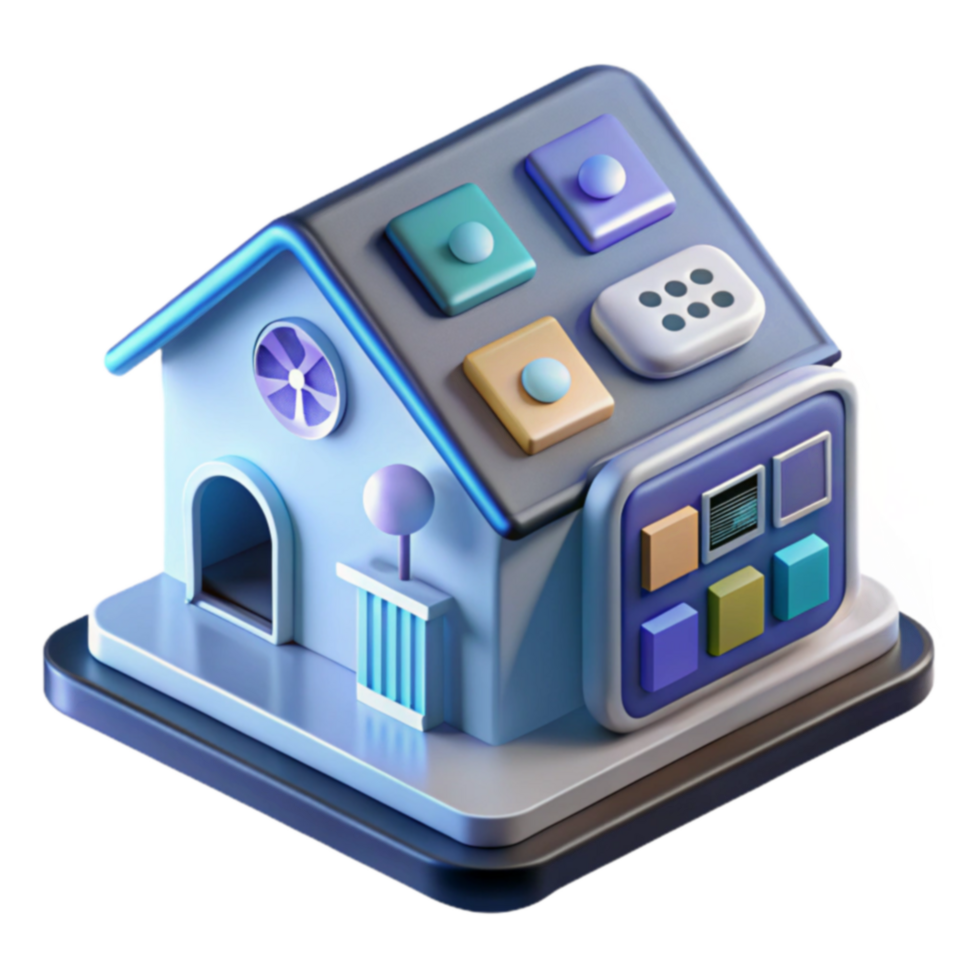Smart Home Automation System 3D Model of a Digital House png