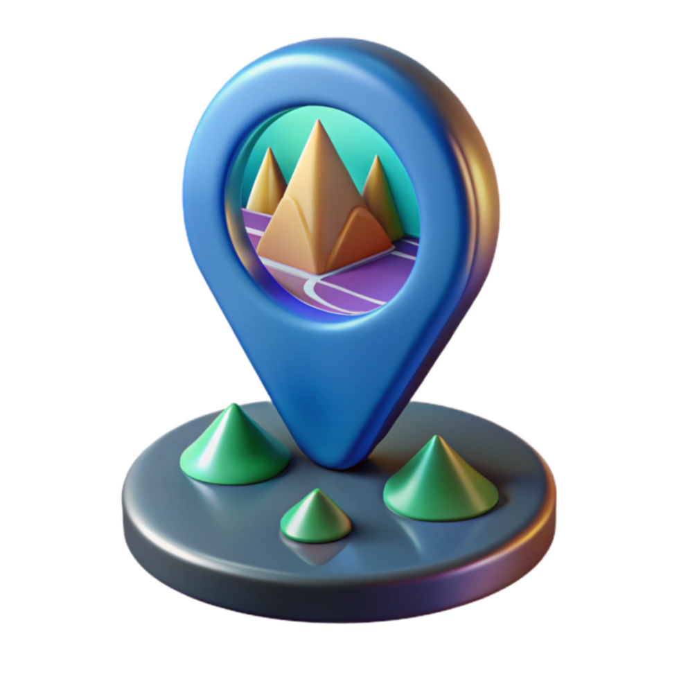 3D Location Pin Mountain Peak Map Navigation png