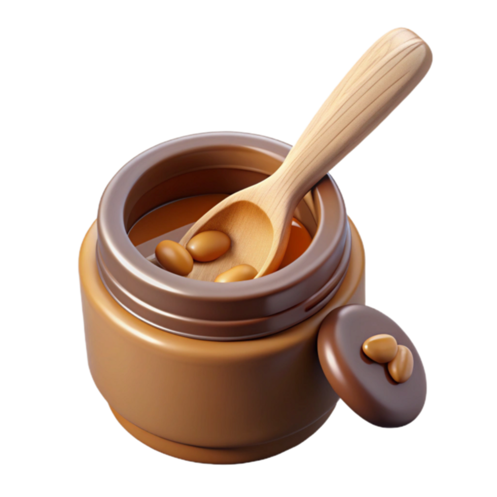 Wooden Spoon in Jar of Brown Liquid and Oval Supplements png