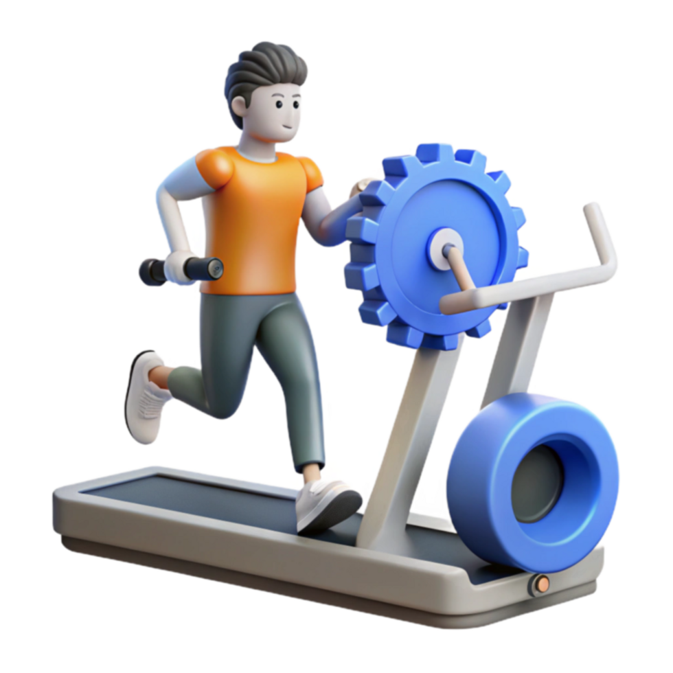 3D Render Fitness, Treadmill, Exercise, Workout, Healthy Lifestyle, Running, Gear, Cartoon, Animation, Sport png