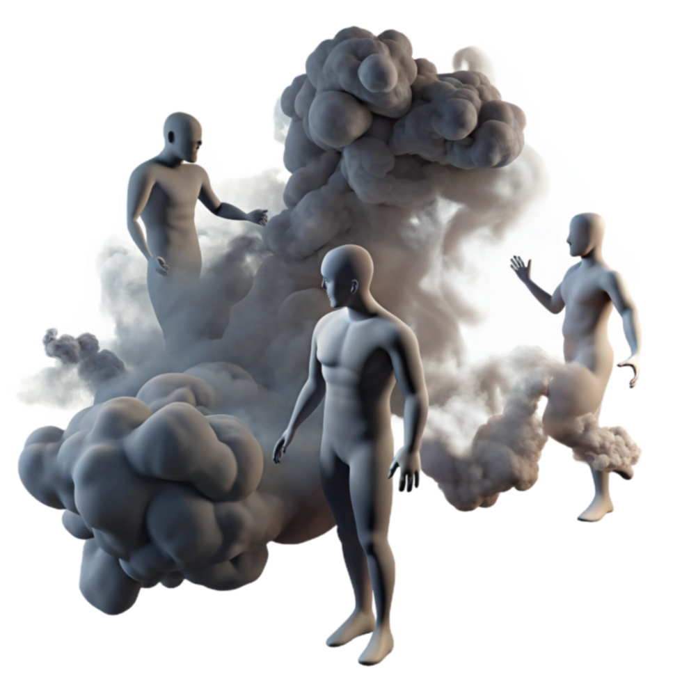 Human Figures in Abstract Smoke Clouds A Study of Form and Transformation png