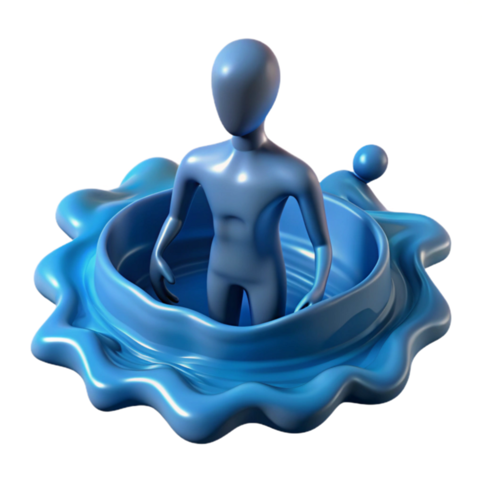 Drowning in Responsibilities A 3D Conceptual Image png