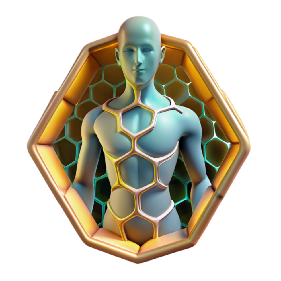 Hexagonal Honeycomb Humanoid 3D Render png