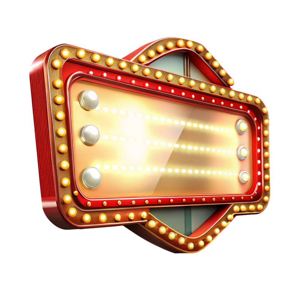 Electric light-up sign with classic marquee frame png