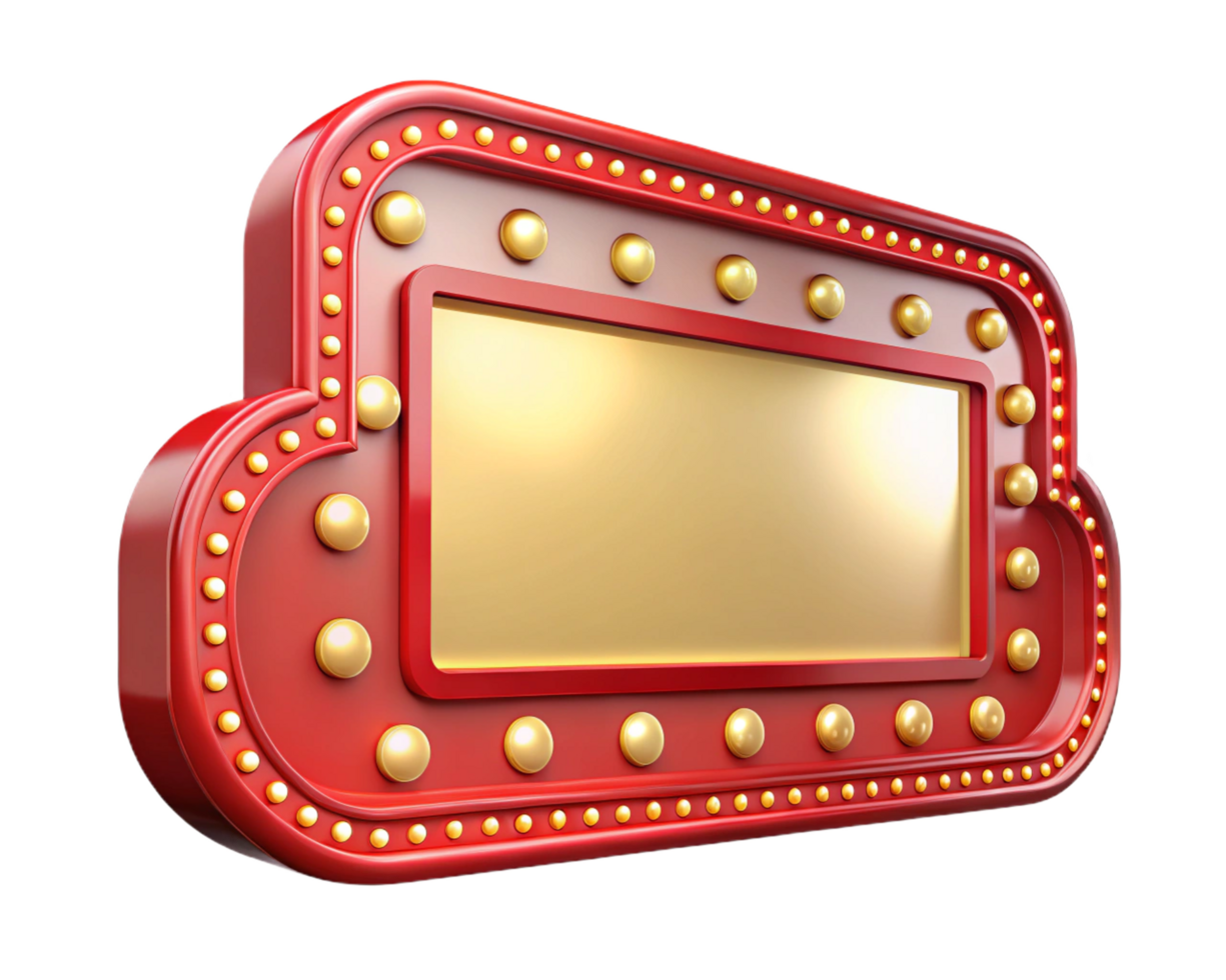 Blank advertising marquee with classic theater lights png