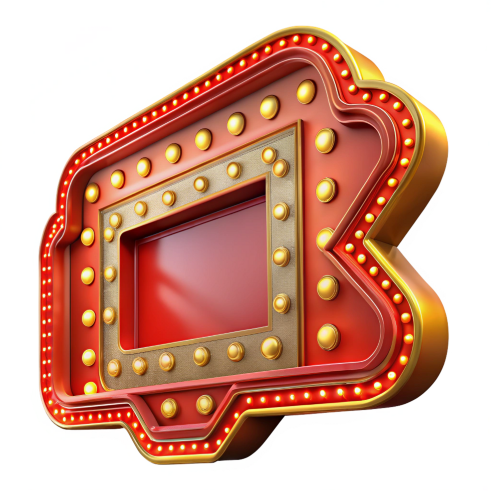 Bright marquee sign with classic movie-style bulbs png
