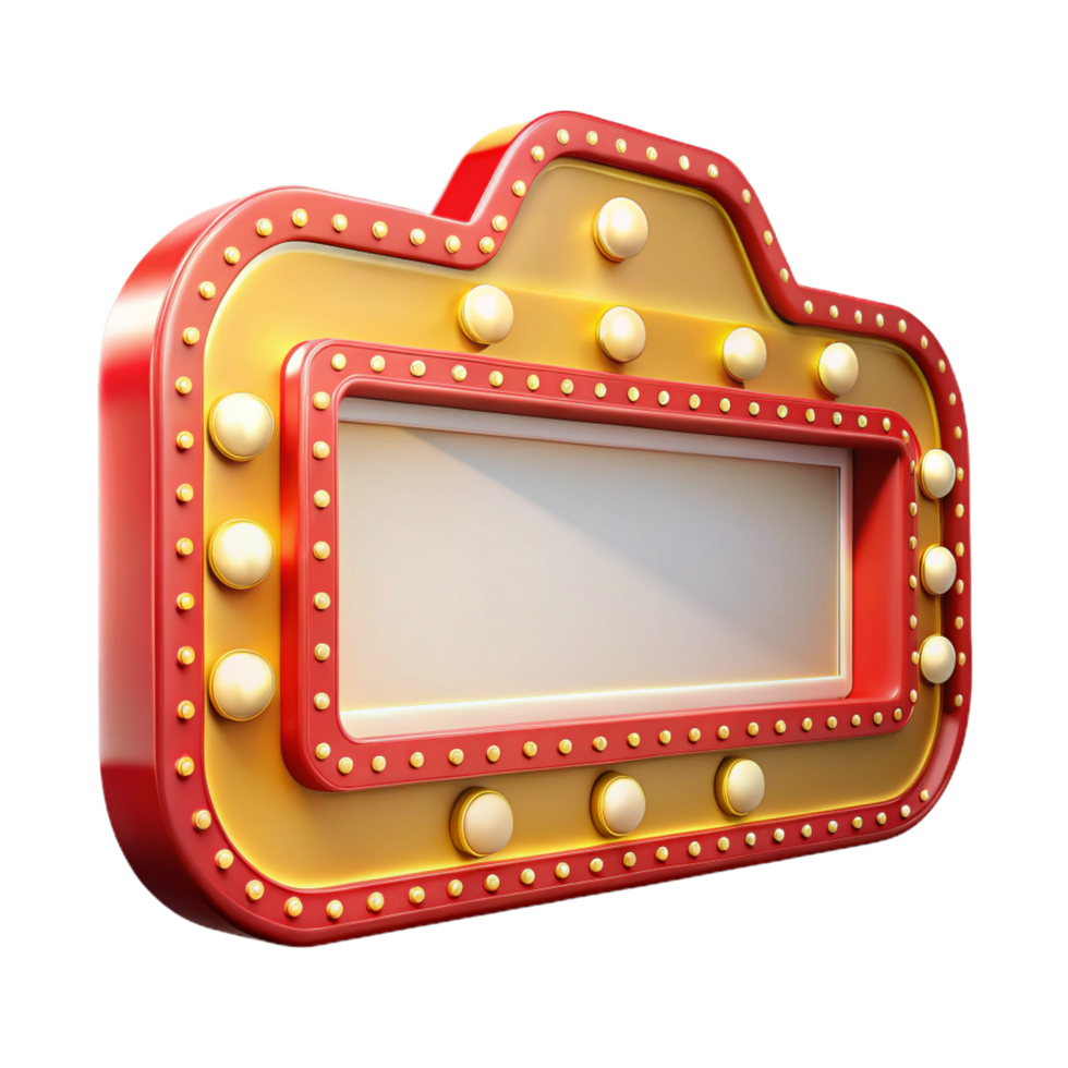 Vintage marquee billboard with glowing edges png