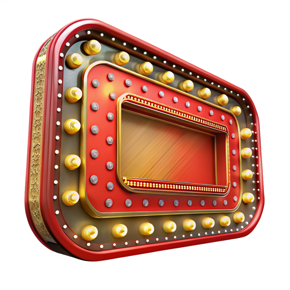 Retro blank marquee sign with warm lighting png