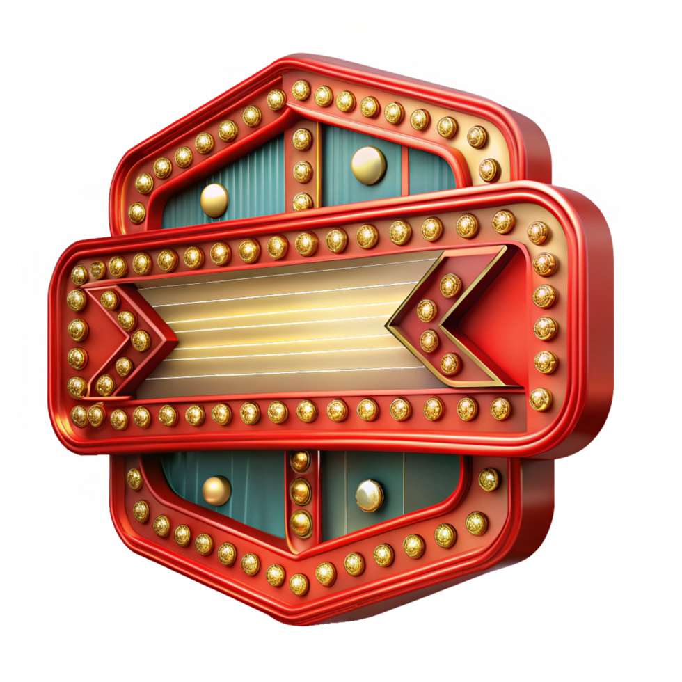 Golden-lit marquee sign with empty panel png