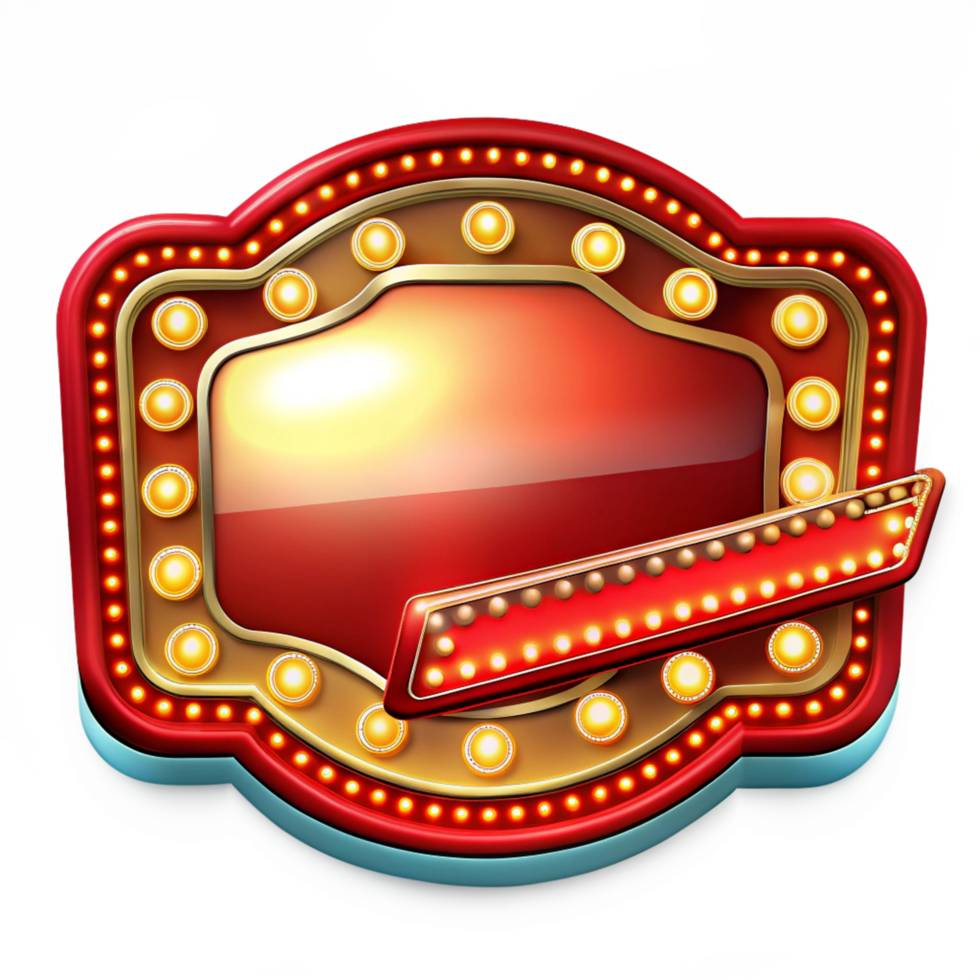 Retro theater sign with bright light bulbs png