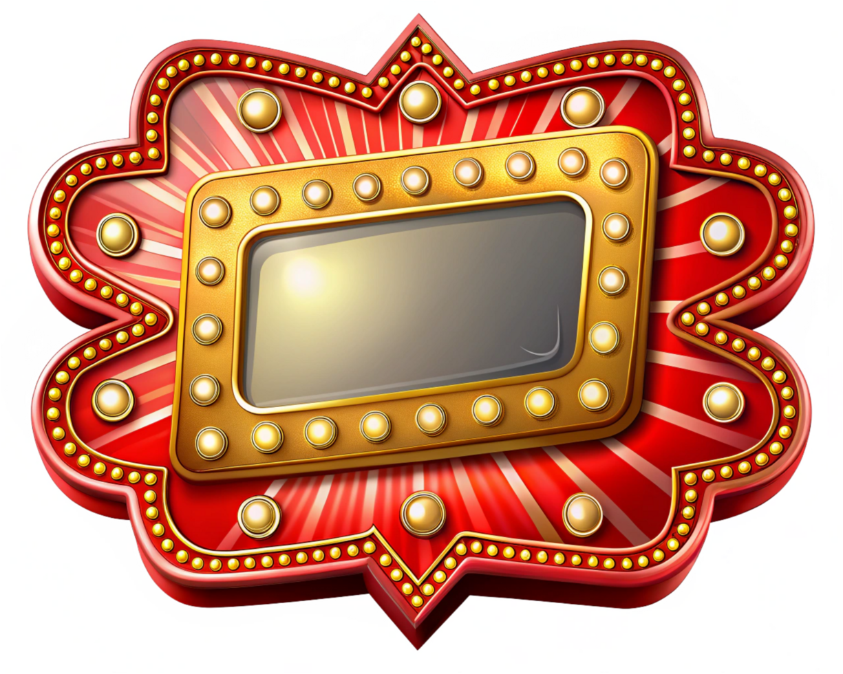 Blank lighted marquee frame with warm glow png