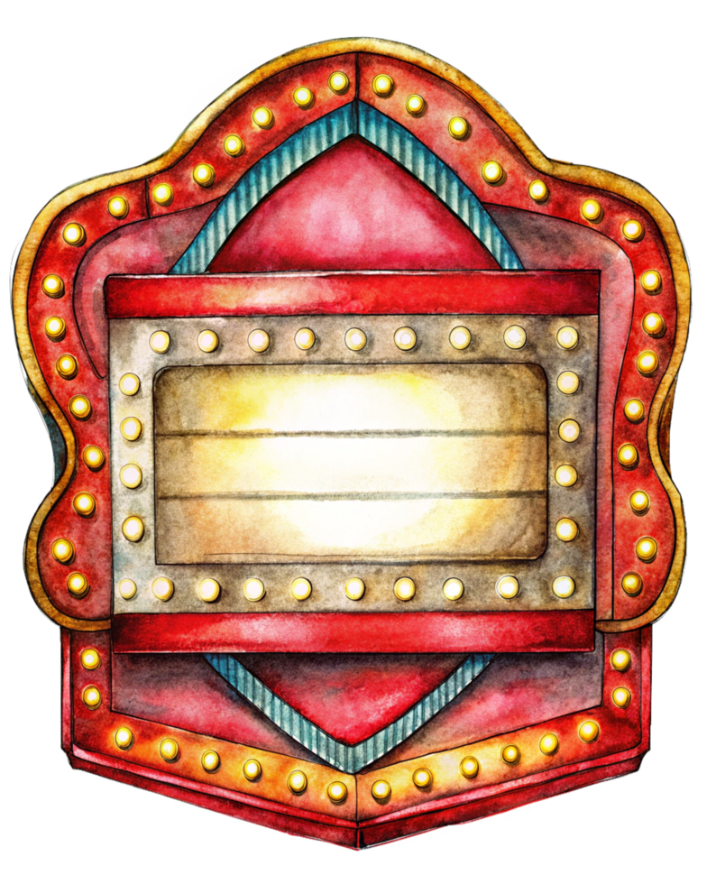 Blank illuminated marquee board with gold accents png