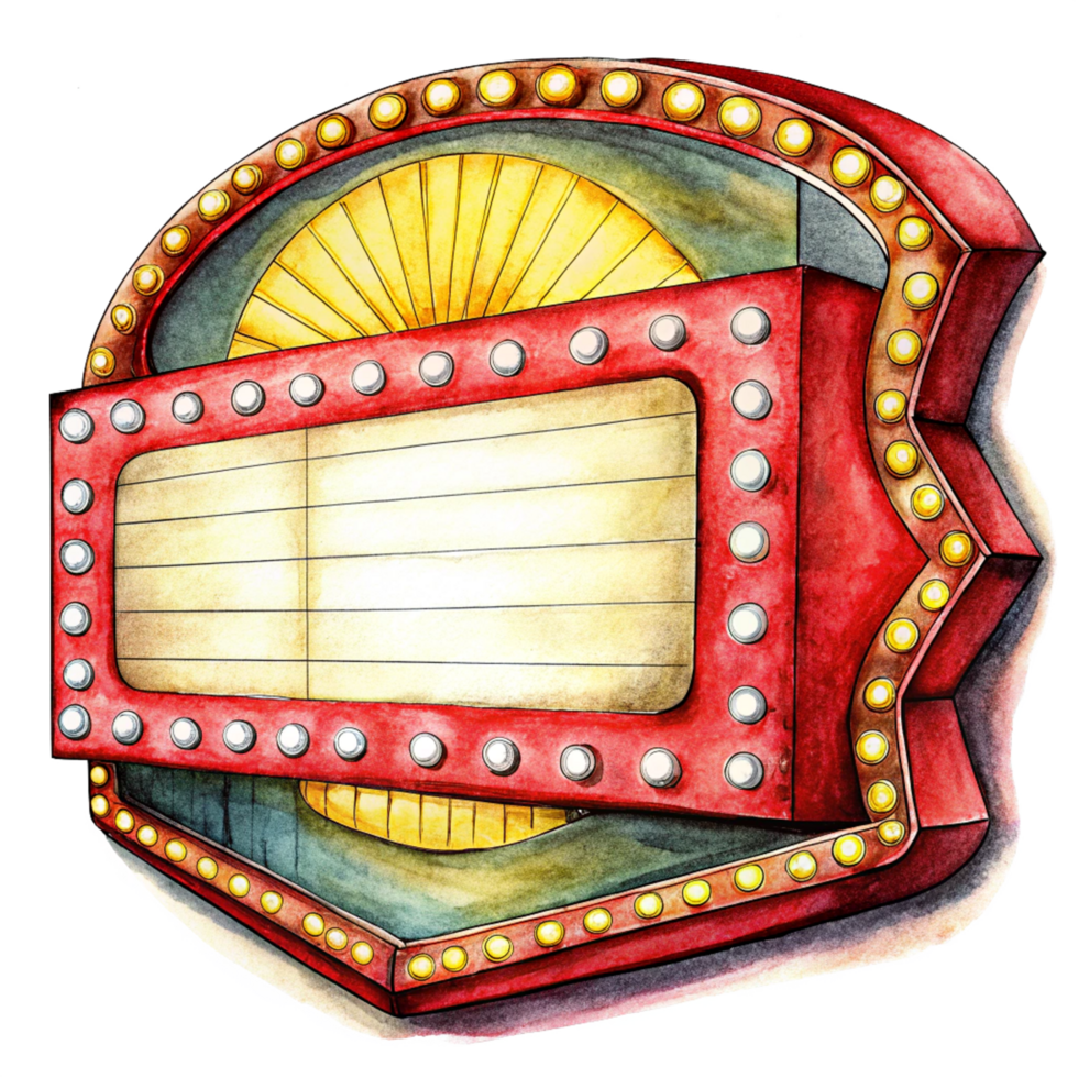 Empty space marquee sign with retro style png