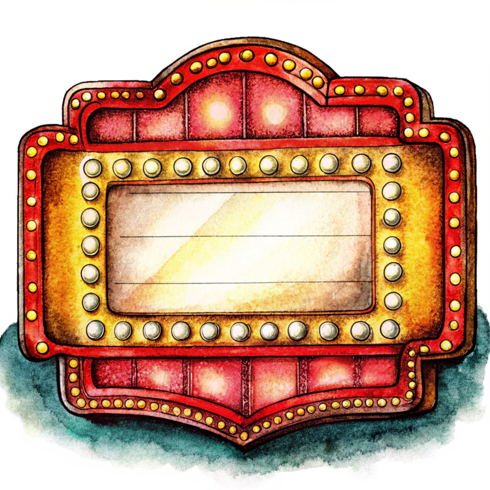 Old-fashioned light-up signboard with empty space png