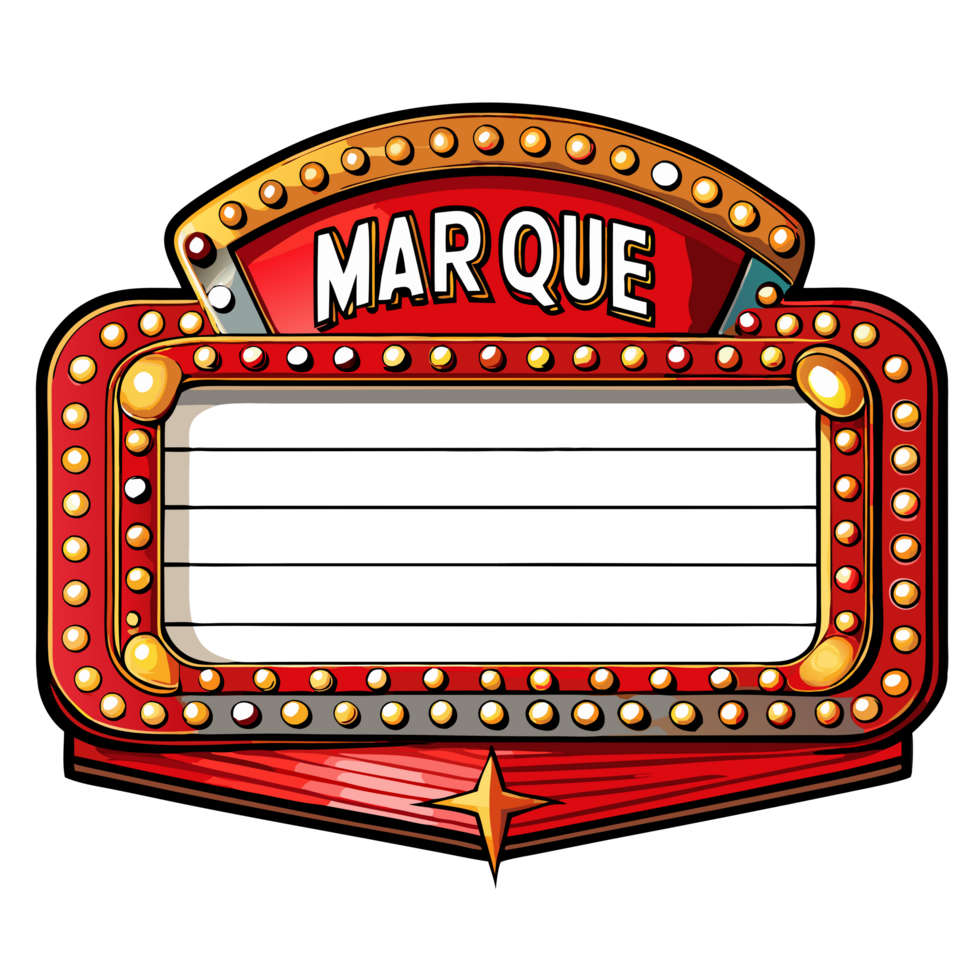 Blank marquee board with classic lighting png
