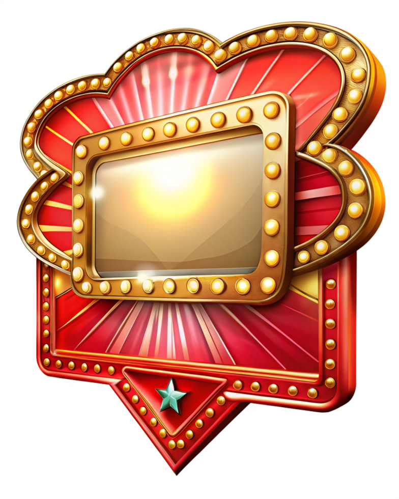 Retro cinema marquee sign with empty panel png