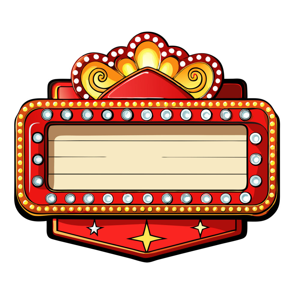 Classic marquee sign with shining lights png