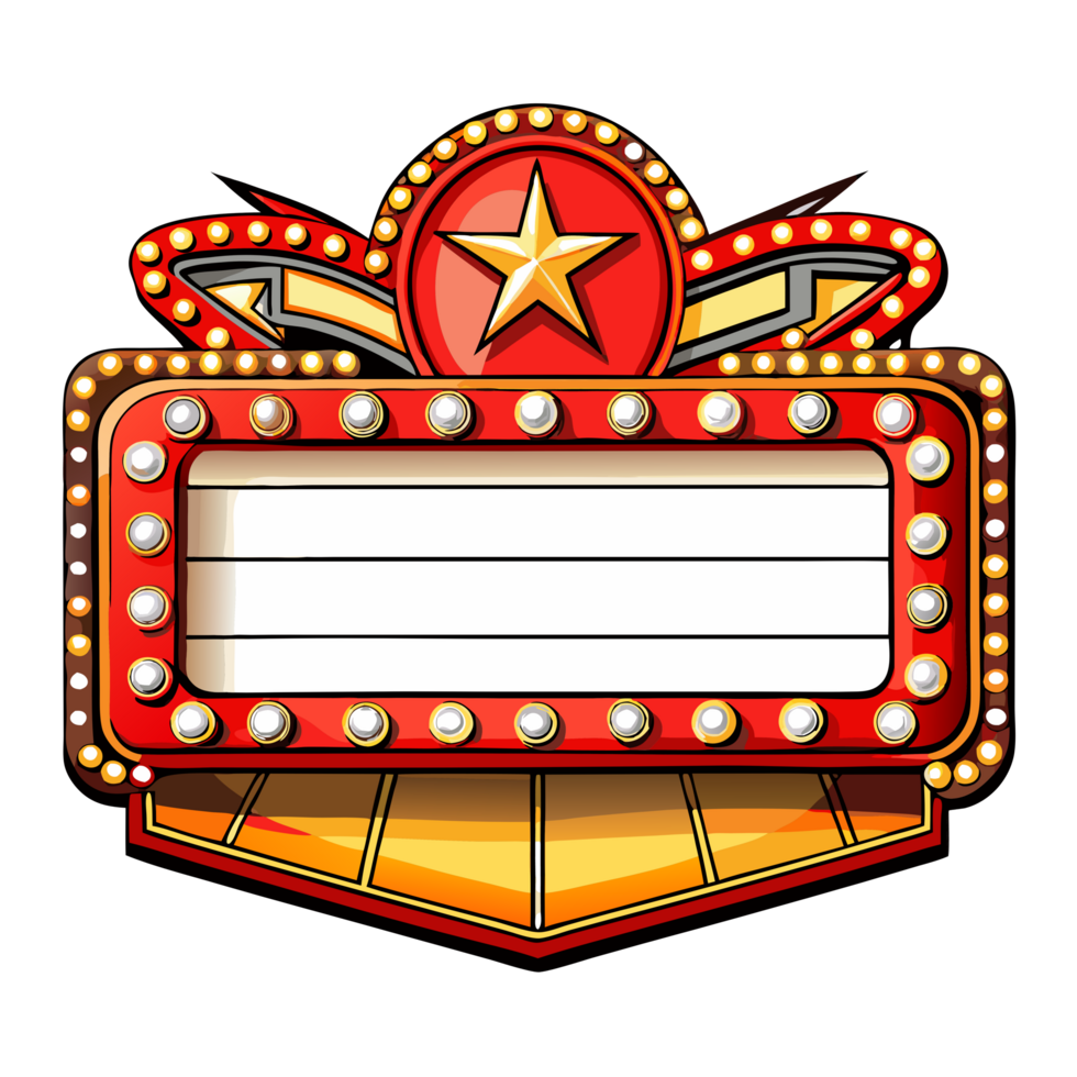 Empty retro signboard with illuminated frame png