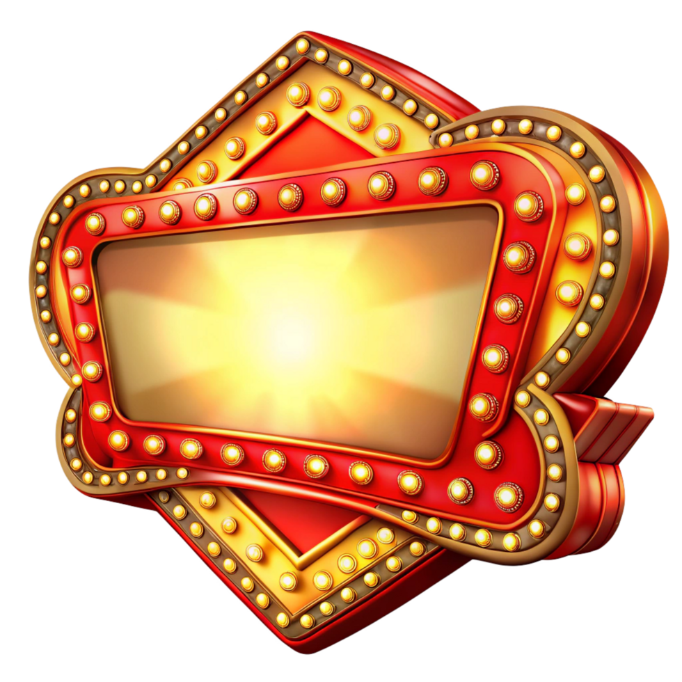 Theater-style illuminated sign with empty space png