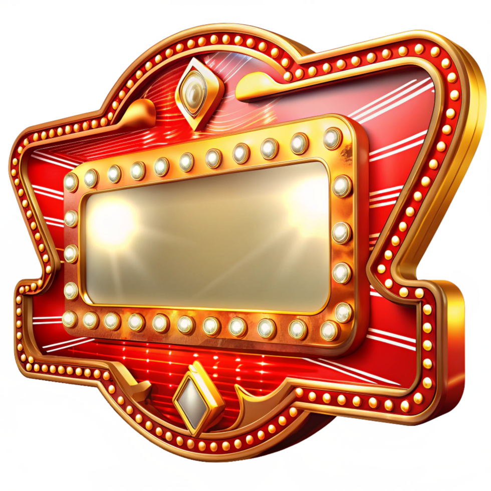 Blank vintage marquee board with glowing edges png