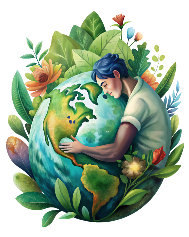 Protecting our home concept with man and greenery png