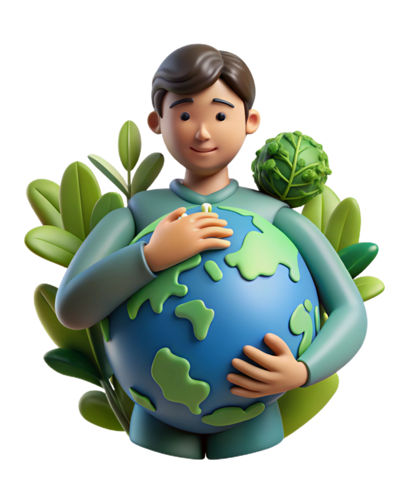 Sustainable earth message with man and eco design png