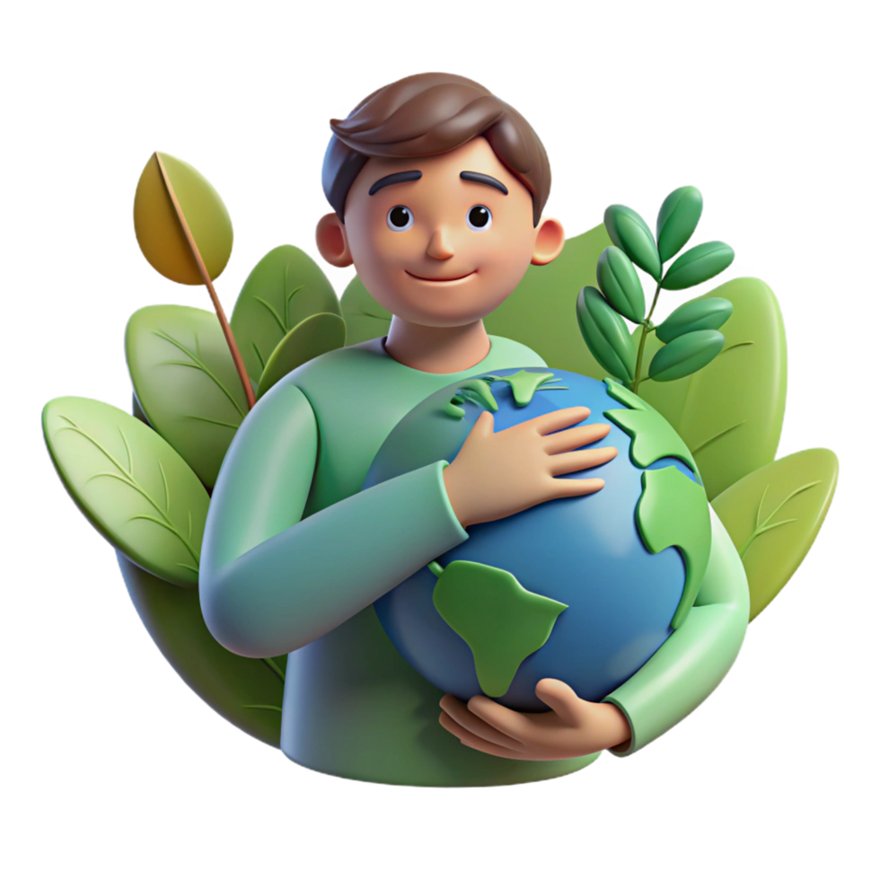 Earth-loving individual hugging the globe png