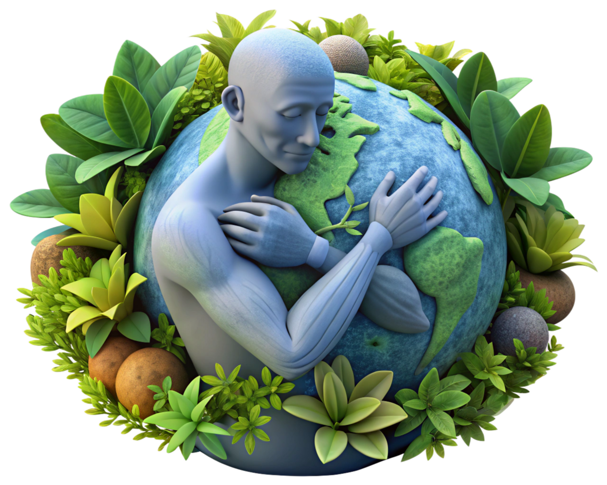 Man holding the Earth with environmental awareness png