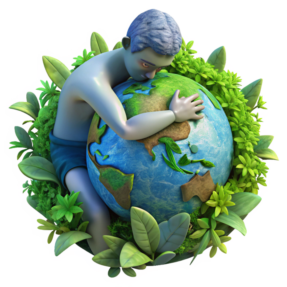 Environmental love symbol with man and globe png