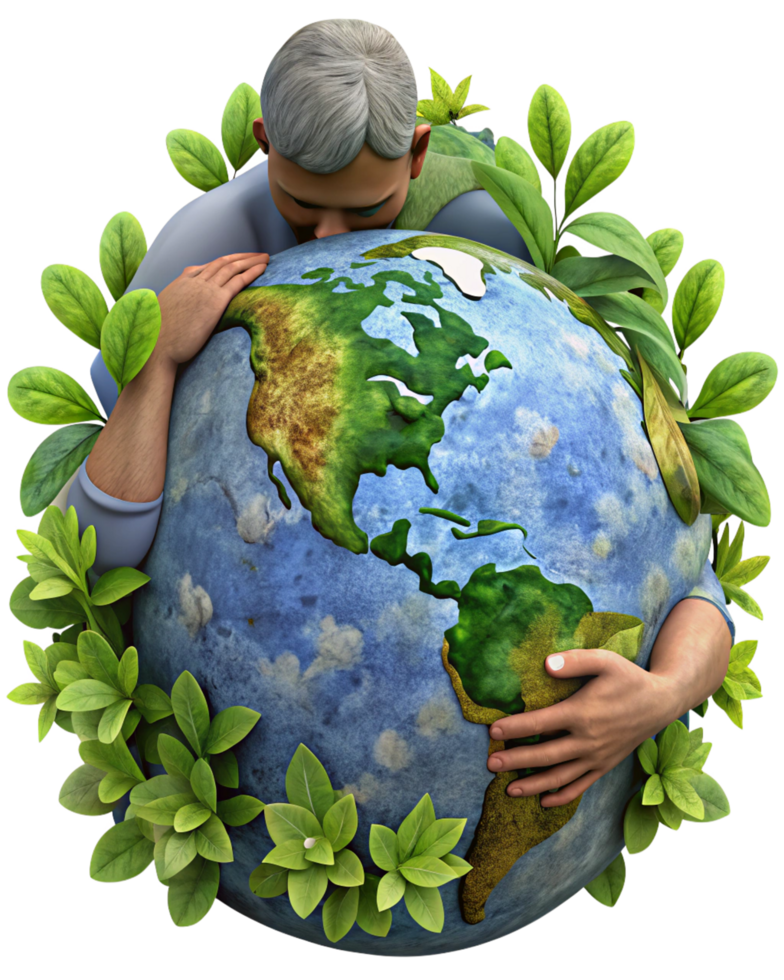 Symbol of love for the Earth with man and leaves png
