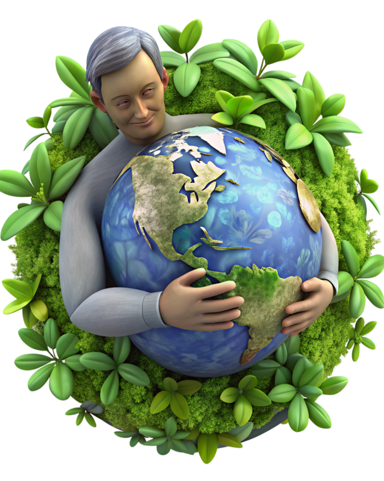 Conservation concept with man and natural surroundings png