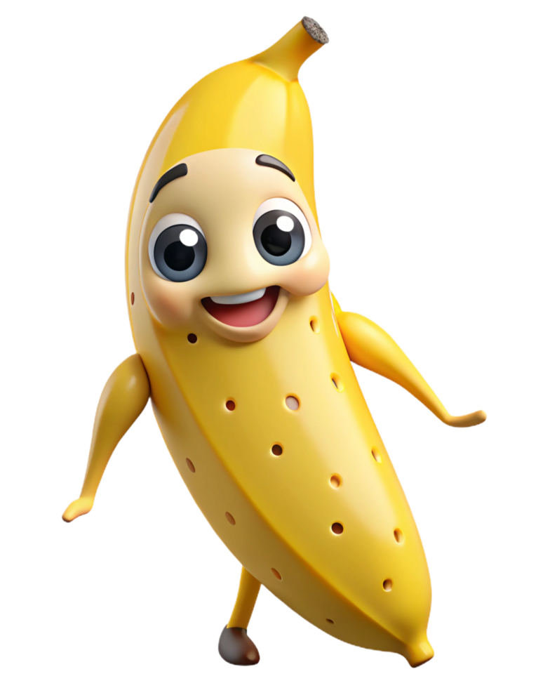 Funny banana character doing a silly dance png