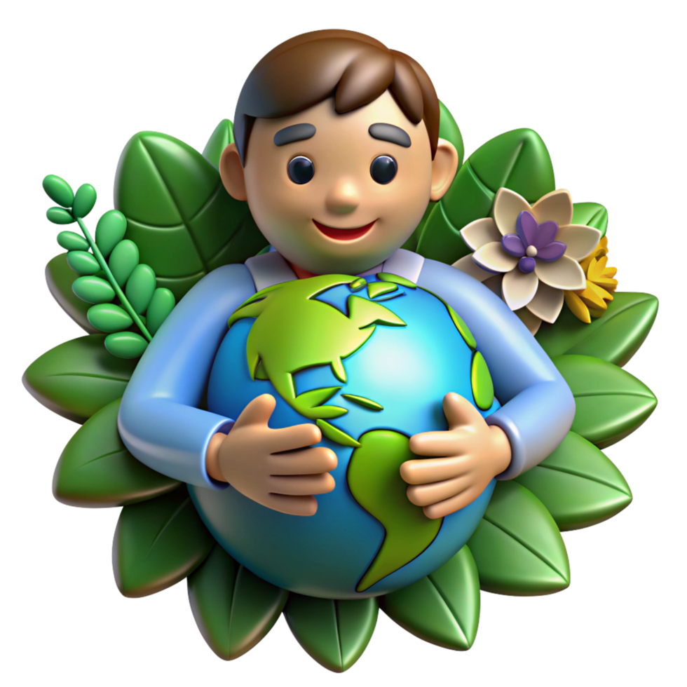 Green energy advocate hugging the planet png