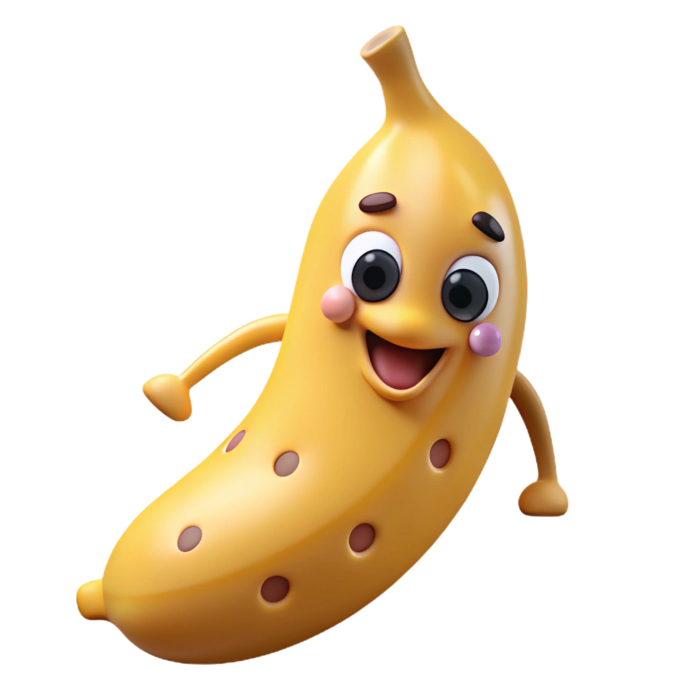 Goofy banana character making a silly face png