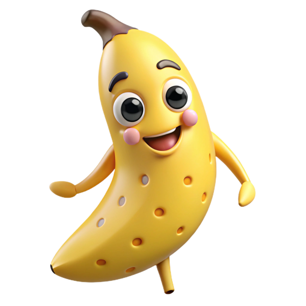 Funny banana cartoon with a big round nose png