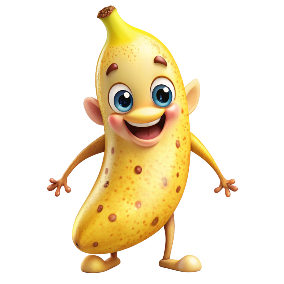 Happy banana mascot blowing kisses png